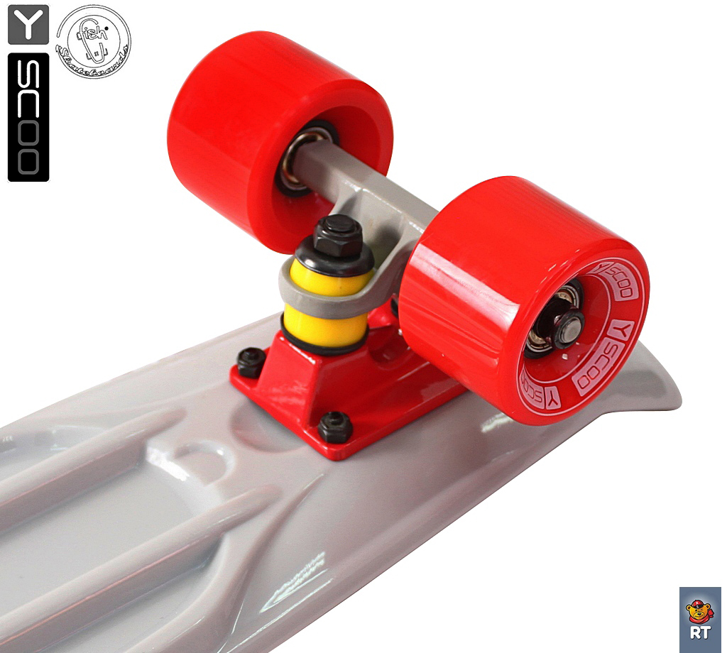 Скейтборд виниловый Y-Scoo Fishskateboard 22" 401-G с сумкой, серо-красный  
